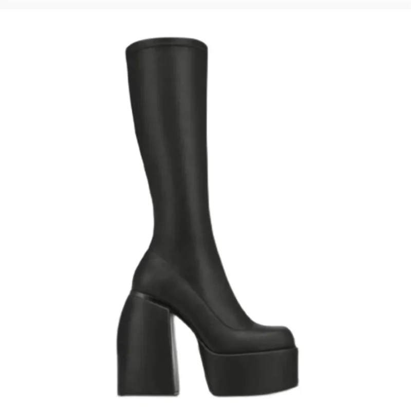 

2021 new ladies high boots gothic thick heel women's boots high quality shoes ladies fashion trend plus size fashion boots