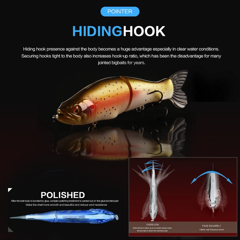 BEARKING Top Fishing Lures 135mm 1oz Jointed minnow Wobblers ABS Body with Soft Tail SwimBaits soft lure for pike and bass