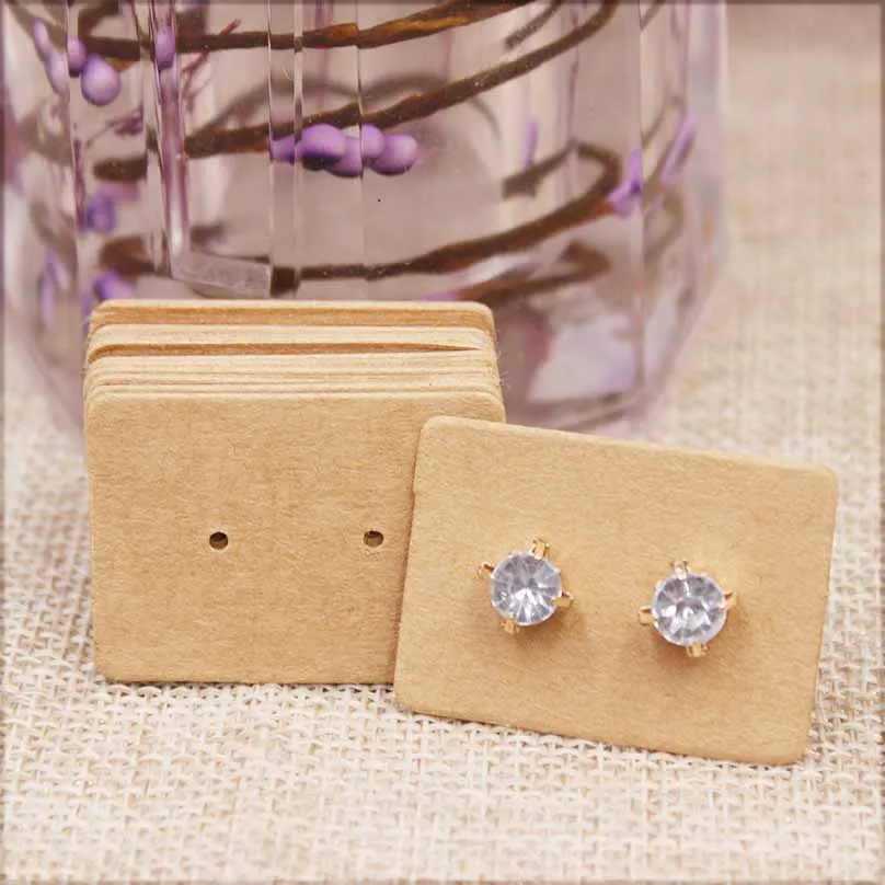 100pcs Cute Solid Color Earring Paper Package Card DIY Small Stud Earring Card White Kraft Pink Jewelry Display Card