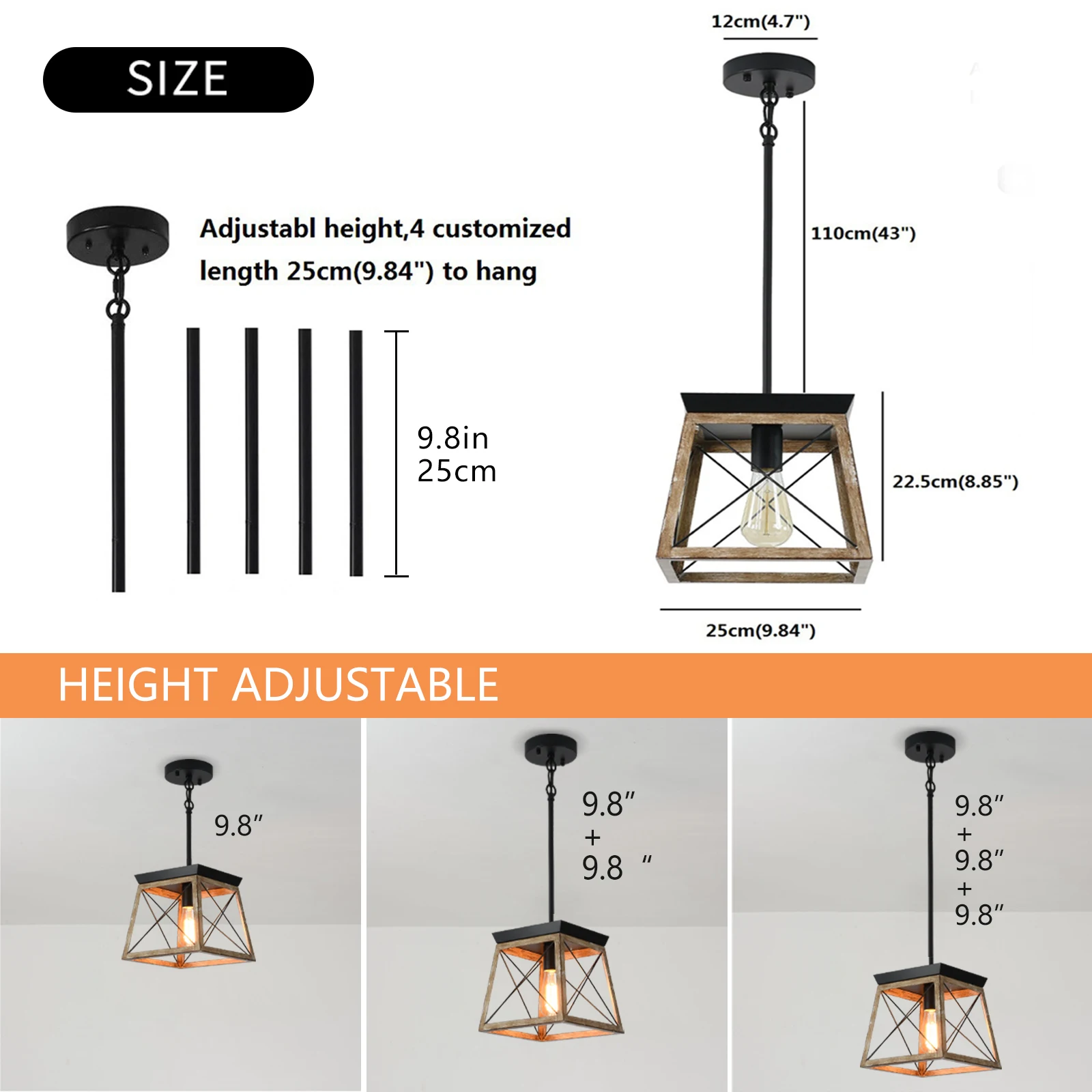 Ganeed lampu gantung kayu Pastoral industri angin Negara untuk lampu depan tunggal lampu dapur restoran kafe Bar kreativitas konter