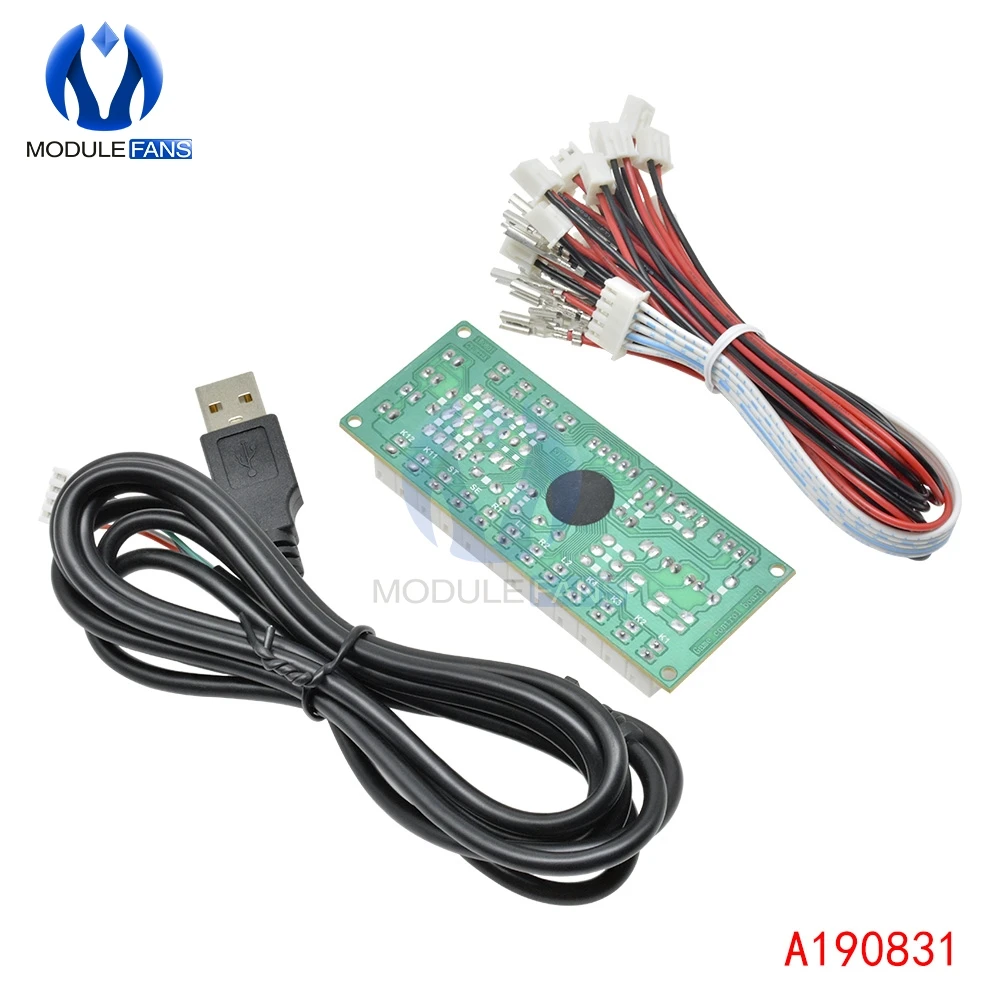 Zero Delay Arcade USB Encoder PC to Joystick Push Buttons Wired Cables For MAME Fight Stick Control Module Board