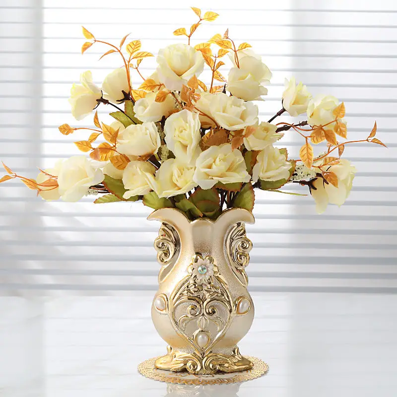 

Europe Gold Plated Frost Porcelain Vase Vintage Advanced Ceramic Flower Vase for Room Study Hallway Home Wedding Decor