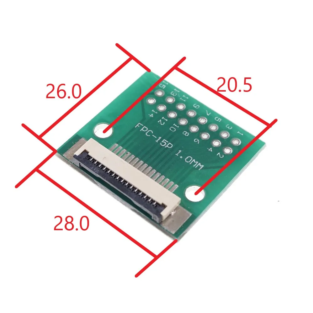 2 pcs FPC FFC Flexible Flat Cable 15 Pin 1.0 mm  Adapter to 2.54 mm pitch through hole DIP PCB for Raspberry PI Camera Rev 1.3