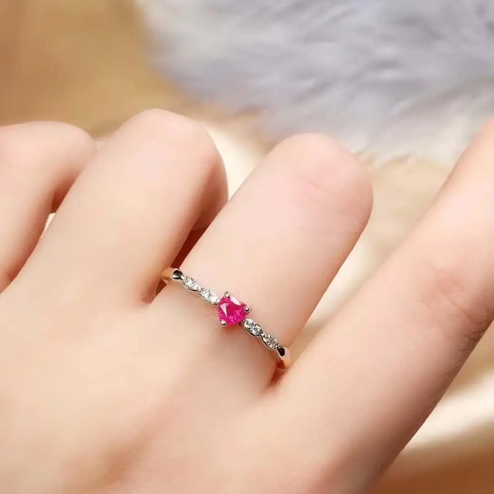 

Natural And Real Ruby Ring Red Color 925 Silver Ring Romantic Finger Ring For Women Wedding Ring