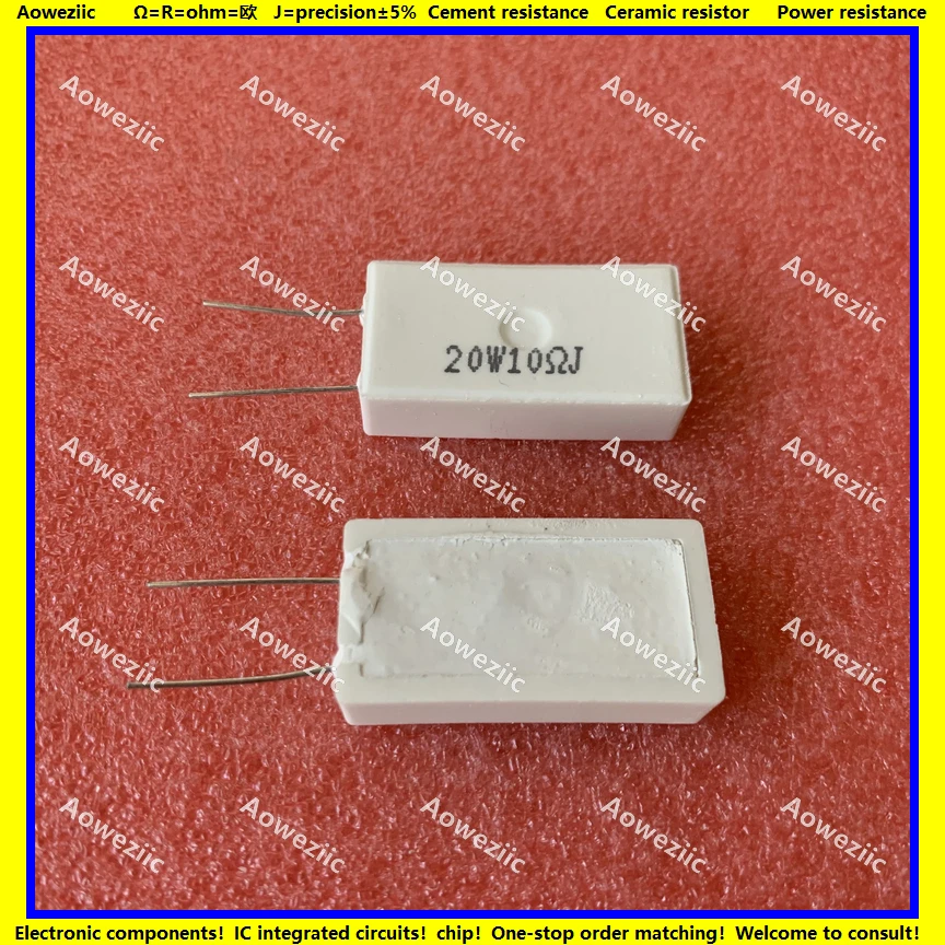 

10Pcs 20W10RJ RX27-5 Vertical Cement Resistance 20W 10 ohm 10R 10RJ 20W10R Ceramic Resistance precision 5% Power resistance