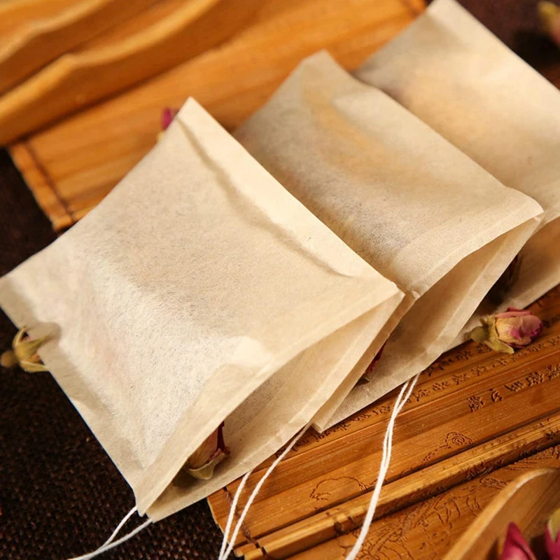 느슨한 차를 위한 600 Pcs 일회용 차 필터 백, 느슨한 잎 차를 위한 졸라 매는 끈 빈 백, 자연적인 표백되지 않은 종이 포함