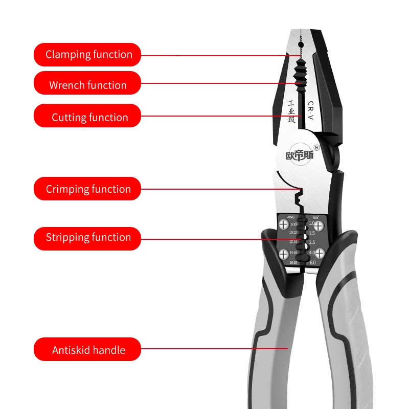 OUDISI Multifunctional Universal Diagonal Pliers Needle Nose Pliers  Universal Wire Cutters Electrician Hardware Tools