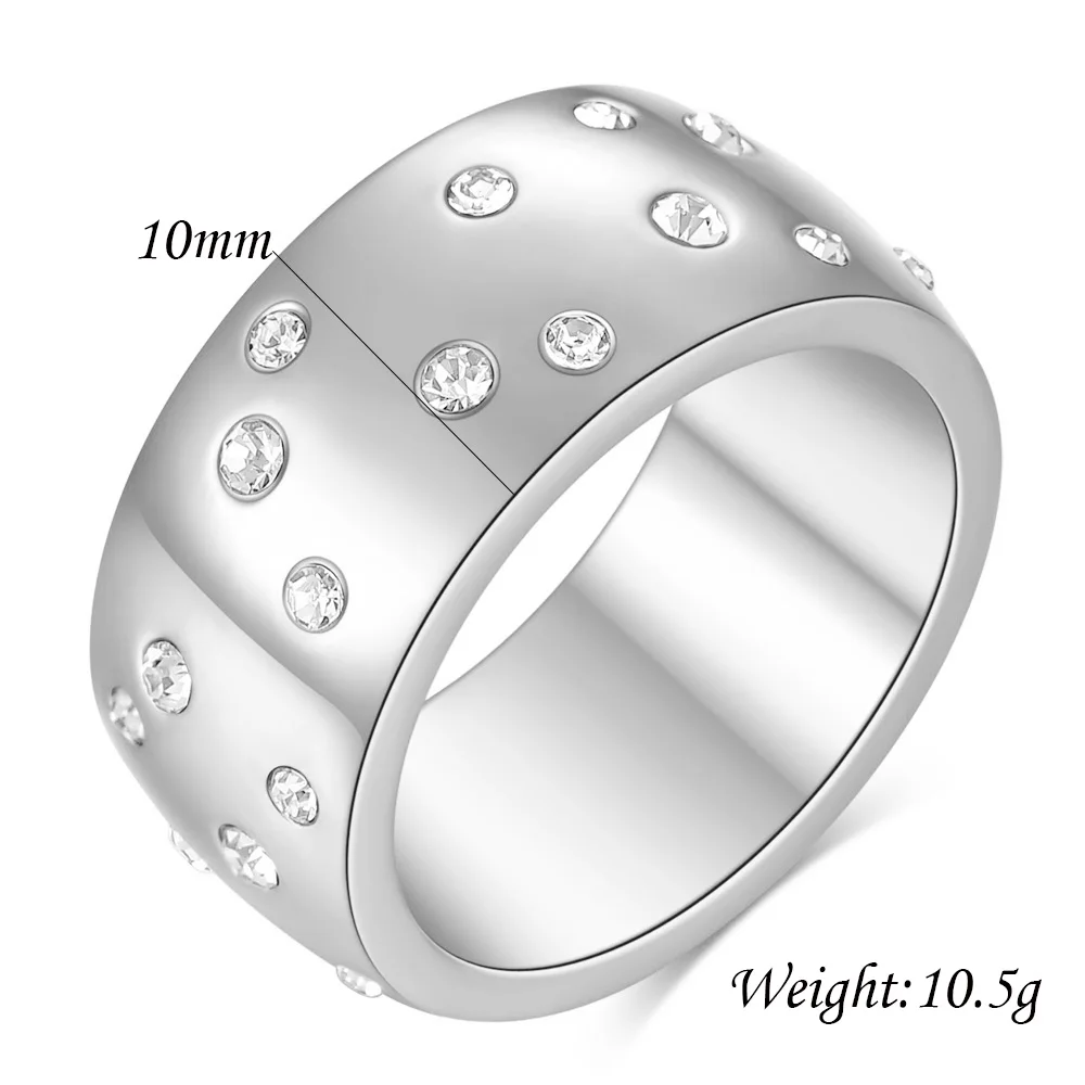 Fashion Stainless Steel Wedding Ring for Women Men Couple New Bright CZ Crystal Finger Rings Luxury Brand Jewelry Wedding Gift