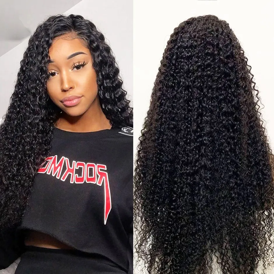 

13x6 Kinky Curly Lace Front Human Hair Wigs For Black Women Transparent Lace Wigs With Frontal 150%-250% Brazilian Remy Hair 6x6