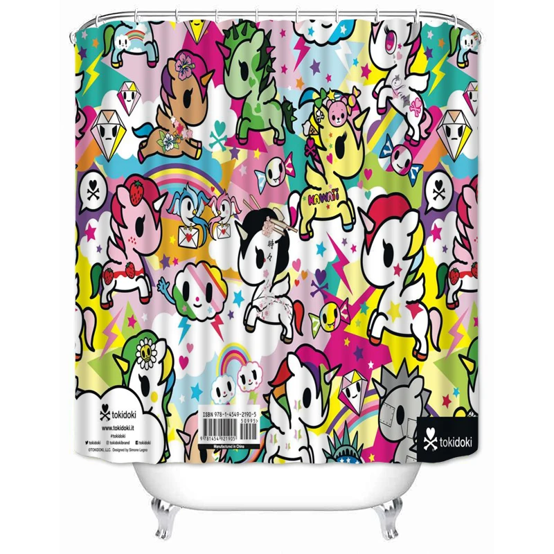 Musife Custom Tokidoki Douchegordijn Cartoon Waterdicht Polyester Badkamer Met Haken DIY Home Decor