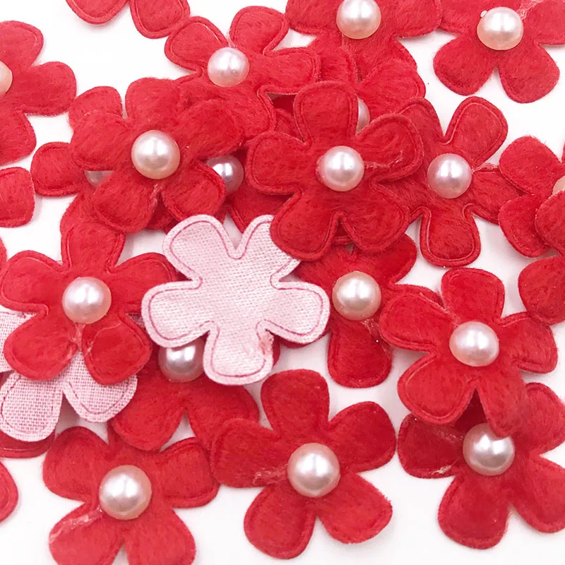 50 pieces 1\'\' Padded Felt Flower Appliques (9 colors) A228