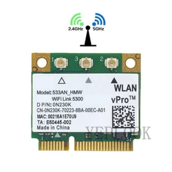 Carte réseau sans fil Half Mini PCI-e, carte WiFi, 533AN, HMW, 5300, 450Mbps, bande touristique, 2.4 mesurz, 5 mesurz