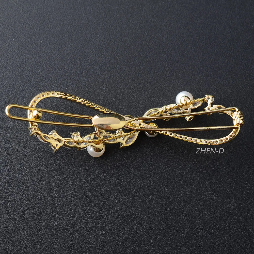 ZHEN-D Jewelry Symmetrical Art Gorgeous Bow Freshwater akoya Pearls Beauty Hair clip accessories Hairpin Gift for girl women