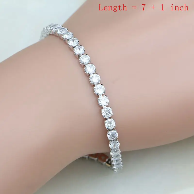 Natural Silver 925 Bridal Jewelry Sets White Zircon Crystal For Women  Earrings Pendant Rings Bracelet Necklace Kits