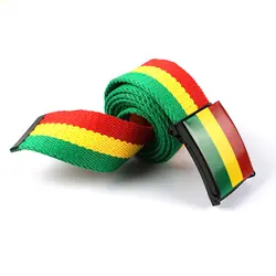 Rasta Jamaicano RGY Canvas Belt com Fivela Elegante