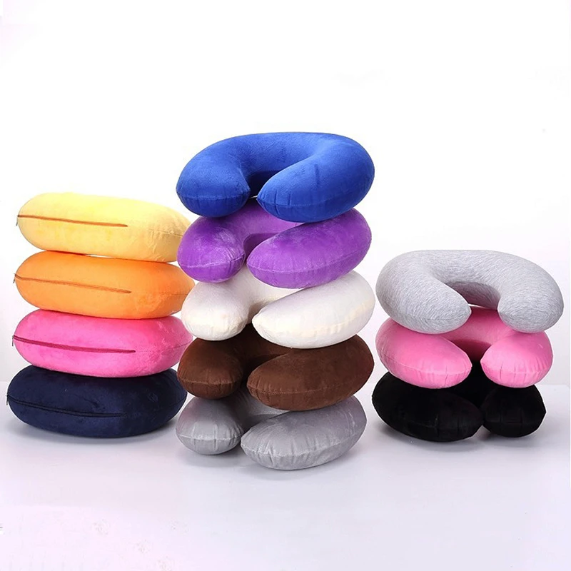 Sale 1PC Headrest Soft U Shaped Cushion Air Flight Inflatable Pillows Car Nursing Cushion Travel Pillow Support Neck