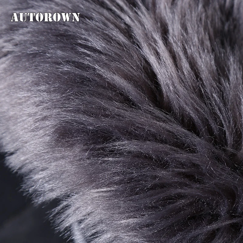 AUTOROWN High Quality Plush Four Seasons Artificial Long Fur Rear Car Seat Cover Cushion Sheepskin Universal Size Four Most Car