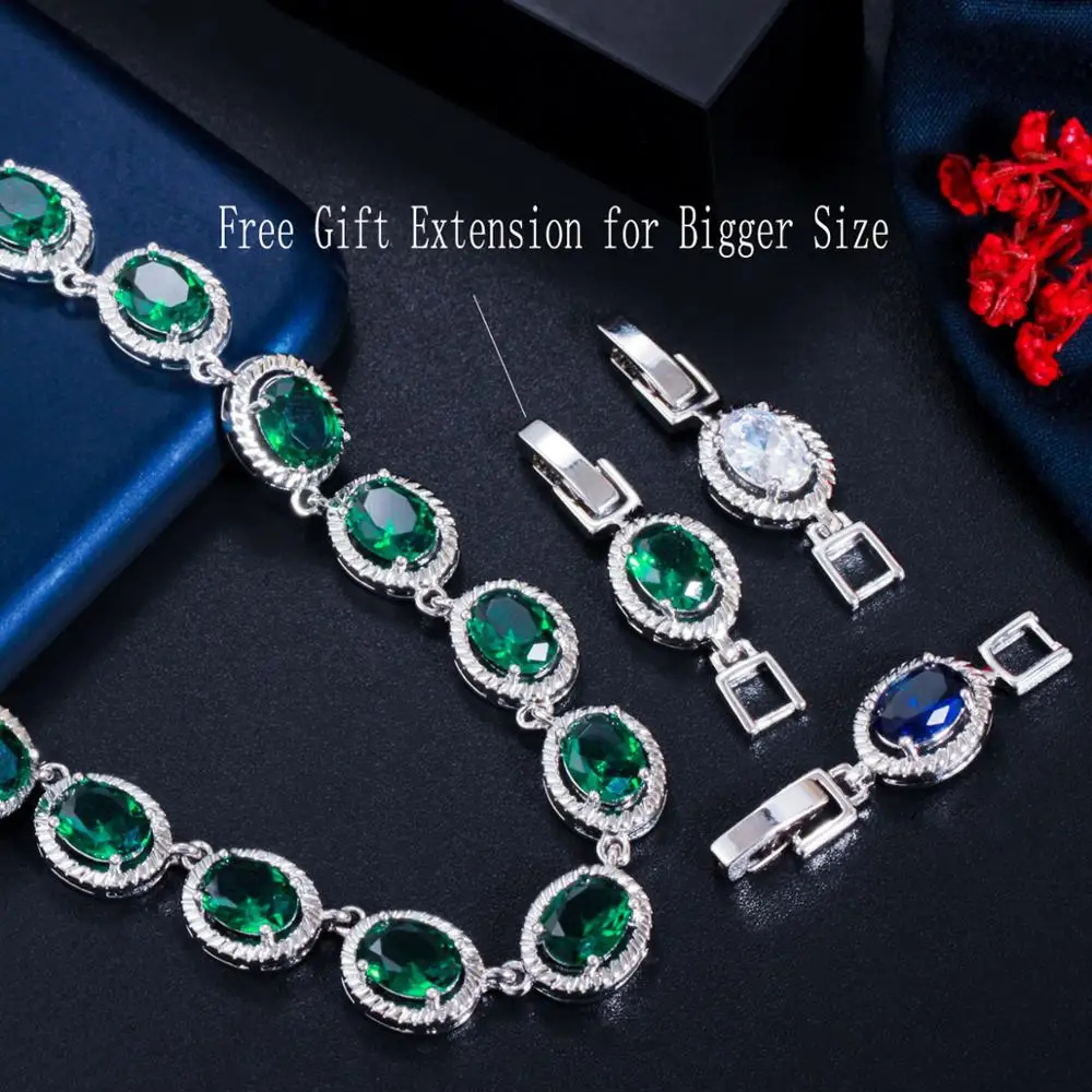 Pera Designer Shiny Green Zirconia Silver Color Round CZ Choker Necklace Earrings for Women Engagement Party Jewelry Sets J386