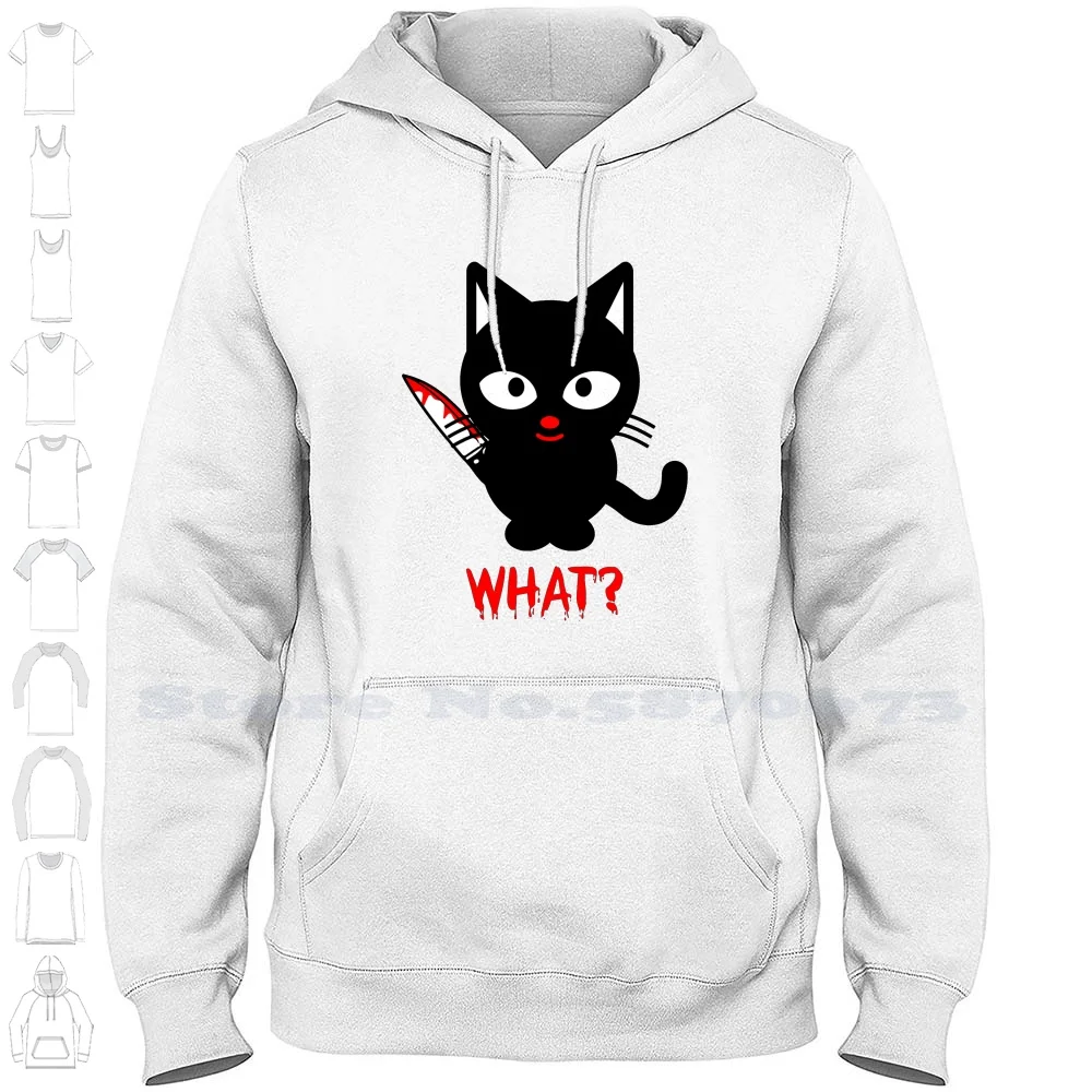 Funny Murderous Black Cat Holding Knife Costume-Cat What ? Streetwear Sport Hoodie Sweatshirt Cat Holding Knife Black Cat