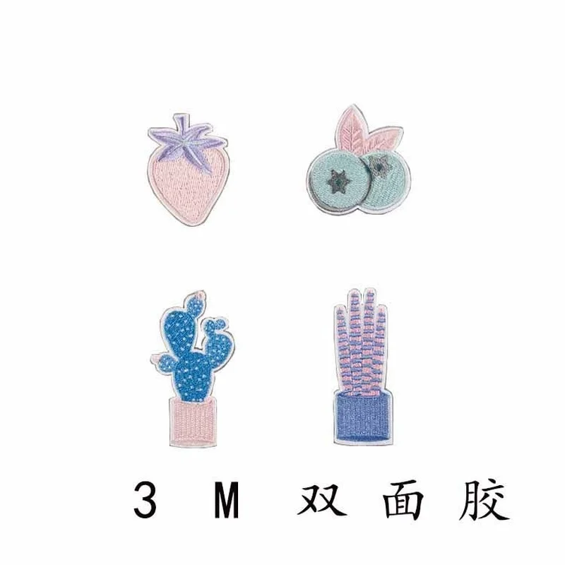 100pcs/lot Cool Embroidery Patches Sticker Cactus Strawberry Tomato Plant Leaf Clothing Decoration Backpack Diy Applique