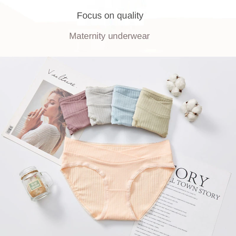 Plus Size Maternity Panties Low-Waist U-Shaped Belly Lift Pure Cotton Breathable Pregnant Women Briefs Comfortable Breathable