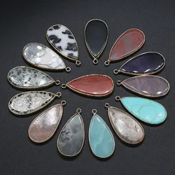 Natural Stone Water Drop Shape Amazonite Amethysts Pendant Stone Pendant DIY for Necklace or Jewelry Making Size 20x45mm