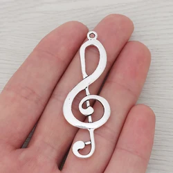 10Pcs Tibetan Silver Large Treble Clef Music Note Charms Pendants for DIY Necklaces Jewelry Making Findings Accessories 60x21mm