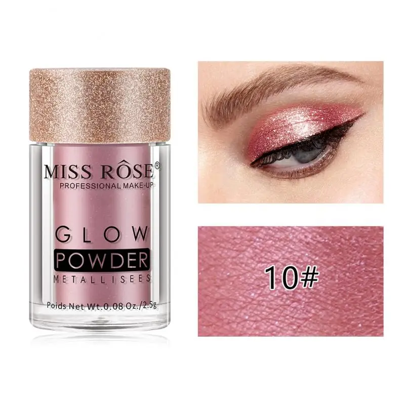 MISS ROSE 1pcs New Shimmer Eye Shadow Powder Makeup Pigment Waterproof Glitter Eyeshadow 3D Metallic Eyes Powder Cosmetics TSLM1