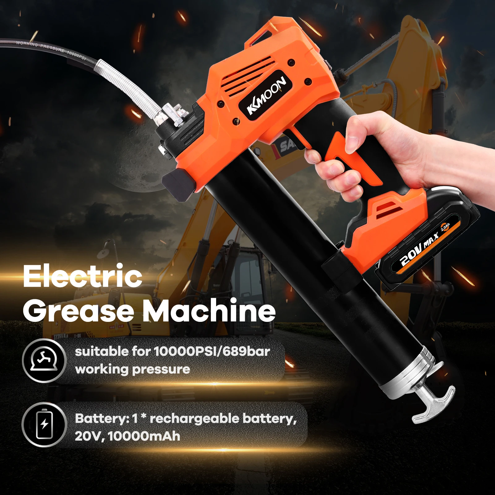 

KKMOON S88 Cordless Rechargeable Electric Grease Machine Lithium High Pressure Car Lubricating Oil Refueling Electric Tools