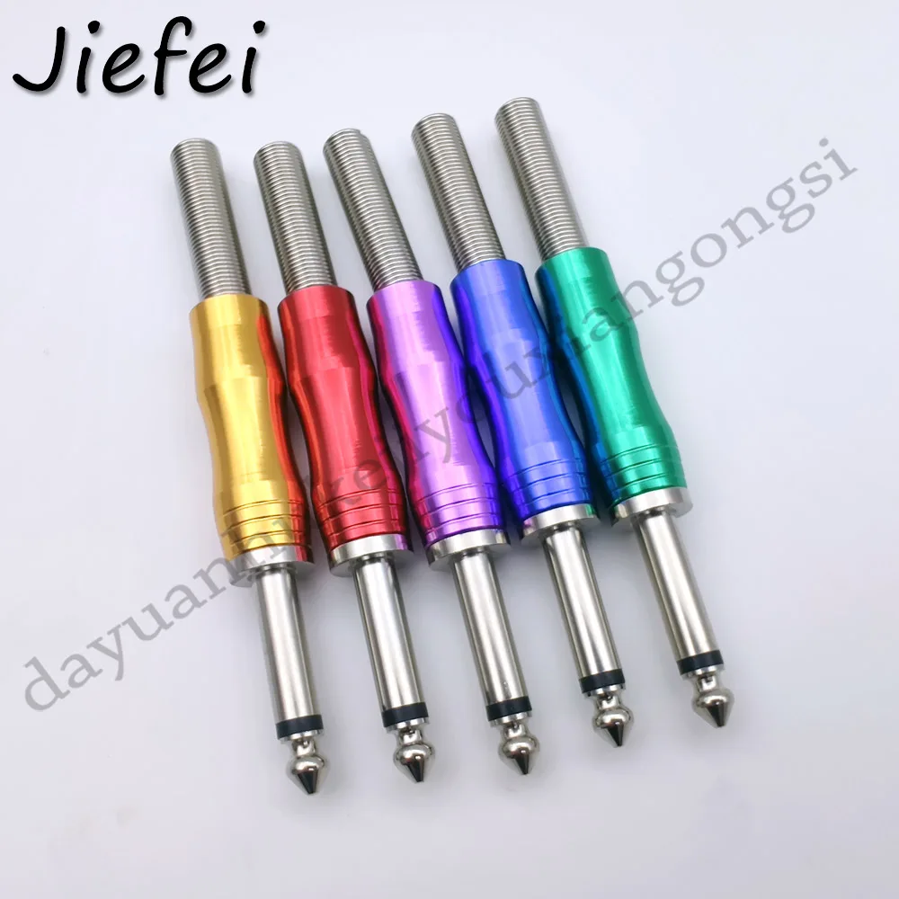 5-100pcs 5 colors 6.35mm Male 1/4 Mono Jack Plug Audio Connector Soldering connector with spring