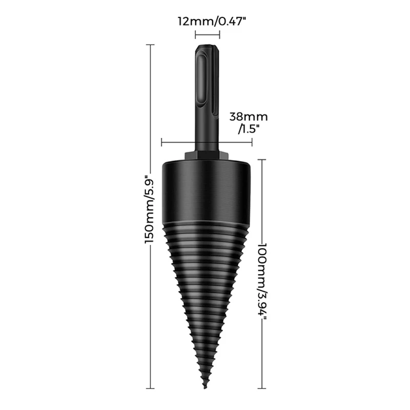 32mm/42mm HSS drewno opałowe Splitter wiertła okrągłe/Hex/trzonek trójkątny drewna Split wiertło stożkowe Bit narzędzia do obróbki drewna