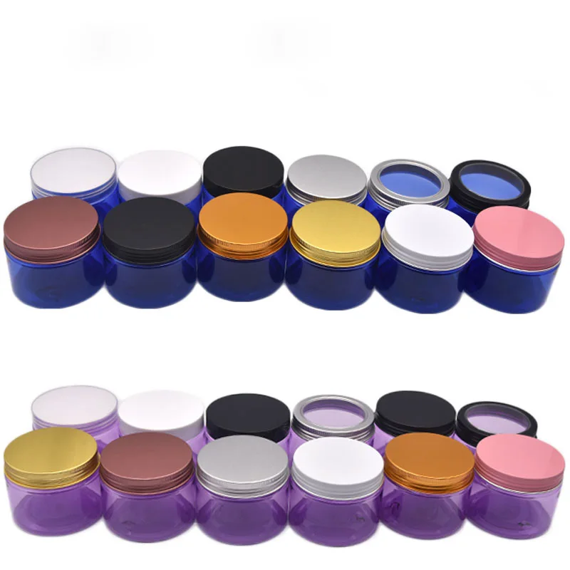 

150g X 30 Blue Purple Empty Plastic Cream Jars Facial Mask Containers Skin Care Cream Tins Bottle Cream Cosmetic Lotion Cans