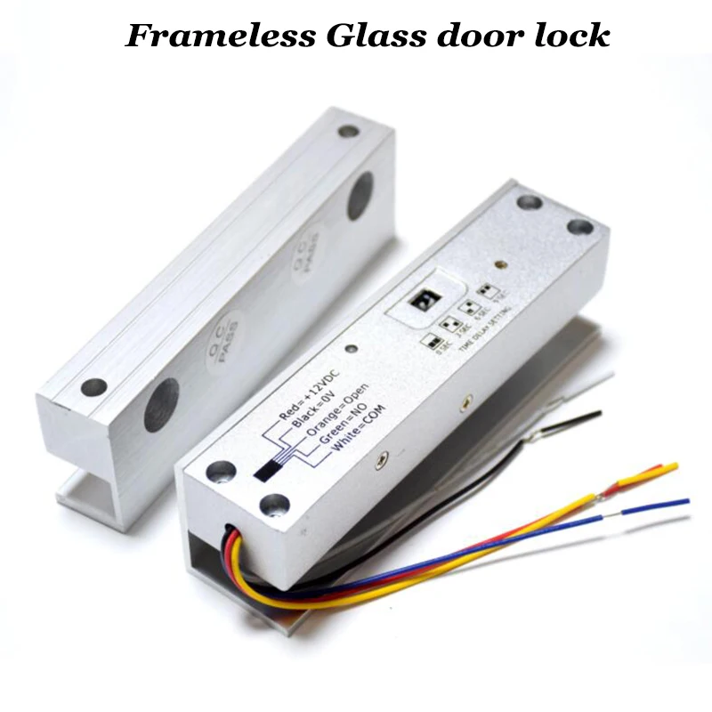 DC12V Framless Glass Door Lock Electromagnetic lock Swing Glass Lock Electric Door Lock COM NO Timer delay Drill Free Glass Lock