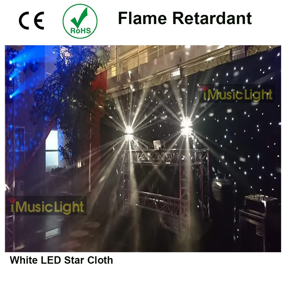 4mx12m Flame Retardant White LED Star Cloth Backdrop Starcloth Curtain  Theatre Stage DMX Led Effect Light Incl Control Box