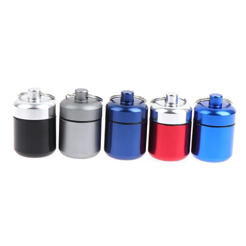 1pc Waterproof Aluminum Pill Box Medicine Case Container Bottle Holder Keychain Carabiner Outdoor Pill Case PillBox