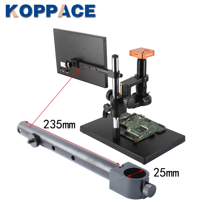 KOPPACE Video microscopio staffa speciale Display asta sospesa 25mm interfaccia lunghezza barra 235mm