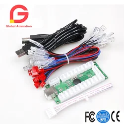 Zero Delay-USB Encoder to PC Joystick Set, LED Arcade Joystick, DIY Kit, Controller Part, Mame Games, 5Pin Cable, 3Pin Wire