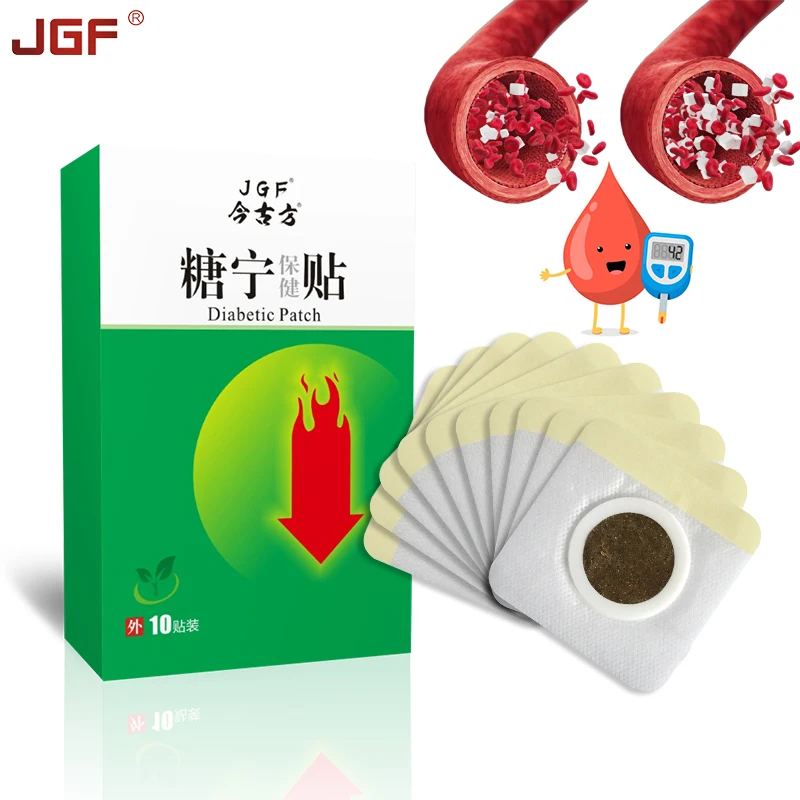 JGF Relieve Diabetic Patch 10 Pieces Hypoglycemic Patch Natural Herbal Patch Stabilizes Blood Sugar Level Diabetes Plaster