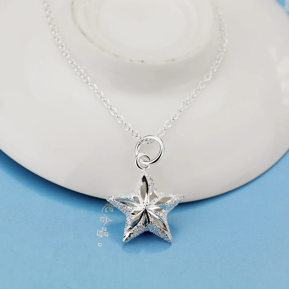 Minimalist Trendy Women's 925 Sterling Silver Star Charm Necklace Simple Celestial Pendant Dainty Jewelry Daily Casual Outfit