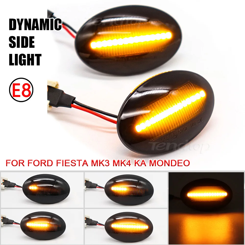 LED 다이나믹 사이드 마커 턴 시그널 블링 어 흐르는 물 포드 피에스타 MK4 MK5 Mondeo MK1 Explorer 2 Transit