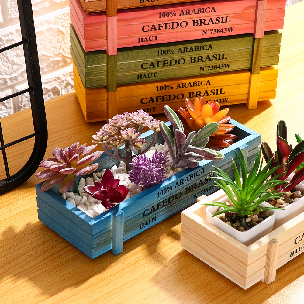Natural Wooden Flowerpot Garden Decor Trough Decor Pots Succulent Boxes  Rectangle Vase Vintage Crates Wood Flower Pot Home Tools - AliExpress 15