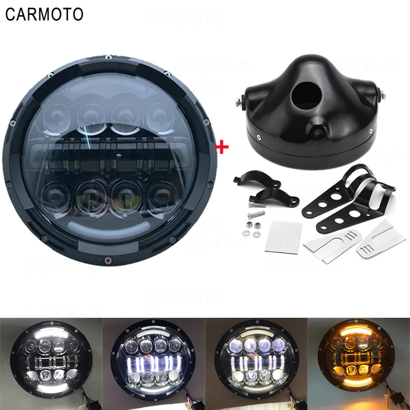 

7 INCH LED Motorcycle Headligh +Bucket Housing for Motorcycle for Honda CB400/CB1300/CB250/CB600F Suzuki Yamaha Hornet kawasaki