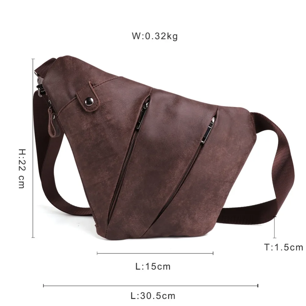 Imagem -03 - Joyir Bolsa de Peito Masculina Vintage Bolsa de Couro Genuíno para Viagens Curtas Transversal para Telefone Celular 2023