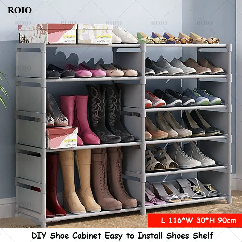 Simple Shoe Rack DIY Removable Boots Sneakers Shelf Saving Space Hallway Shoe Organizer Stand Holder Dustproof Shoe Cabinet