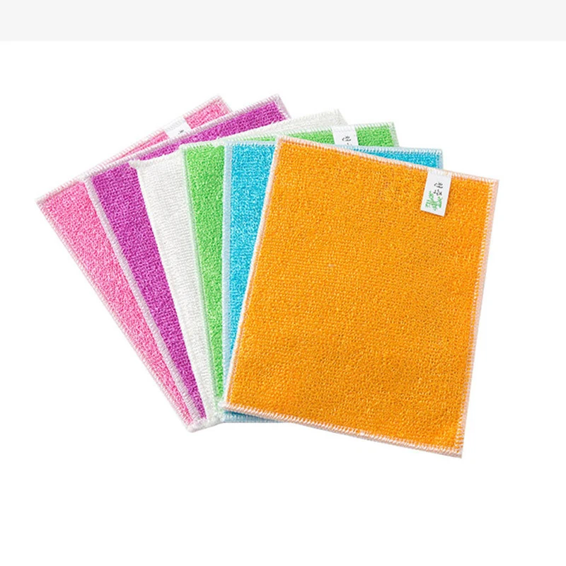 5/20Pcs 100% Pure Bamboo Fibre Dish Cloth Kitchen Dish Towel Non-Stick Oil Double Wiping Rag Cloth Thickening Scouring Pad