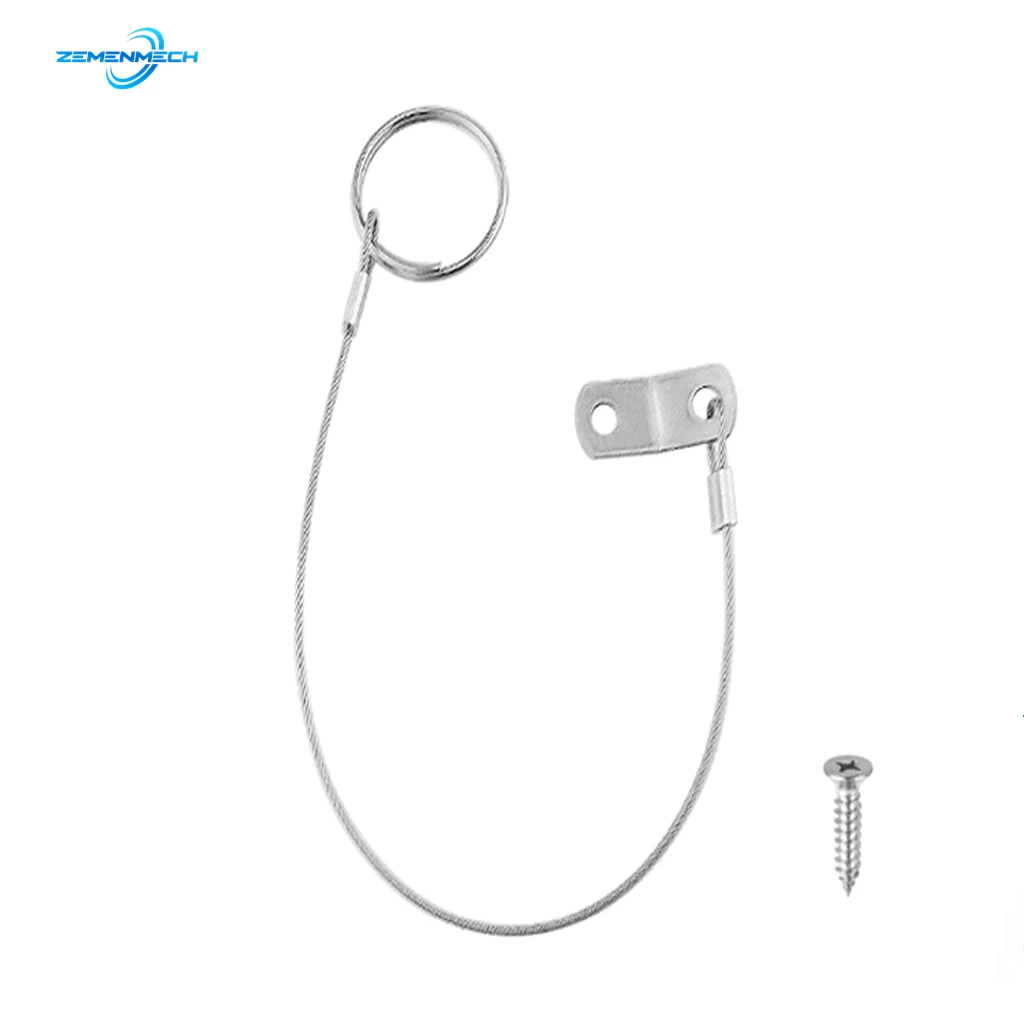 316 Stainless Steel Lanyard Cable Safety Tether Wire for Loss Prevention 1 Loop With Quick Release Ring & Rubber Coating Marine