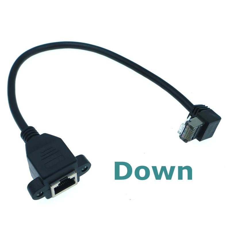 High Quality 90 Degree 8P8C FTP STP UTP Cat5 RJ45 Male to Female With Screw LAN Ethernet Computer Network Extension Cable