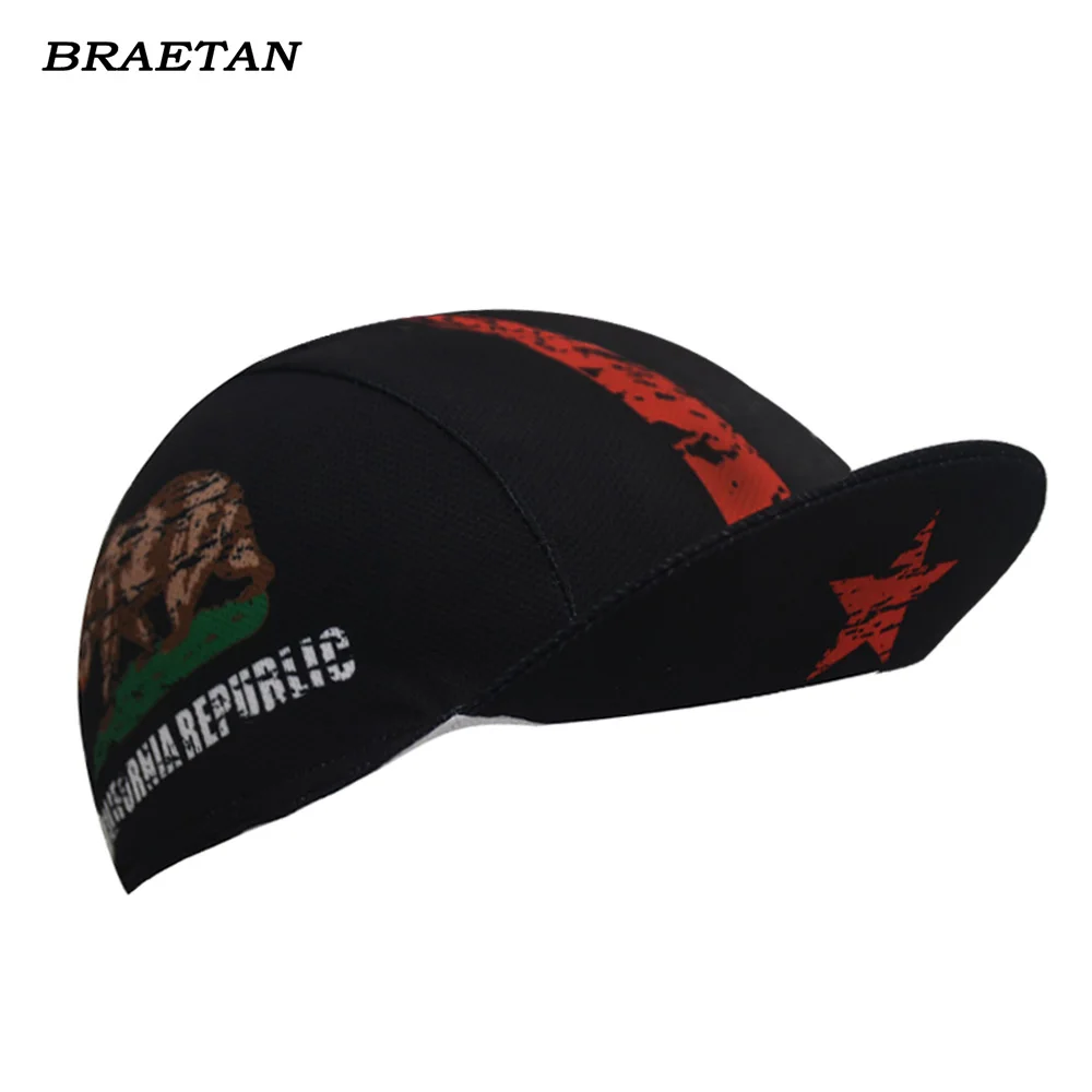 California Republic cycling cap men women black white cycling hat Headwear Quick-Drying Polyester Summer Cycling Hat braetan