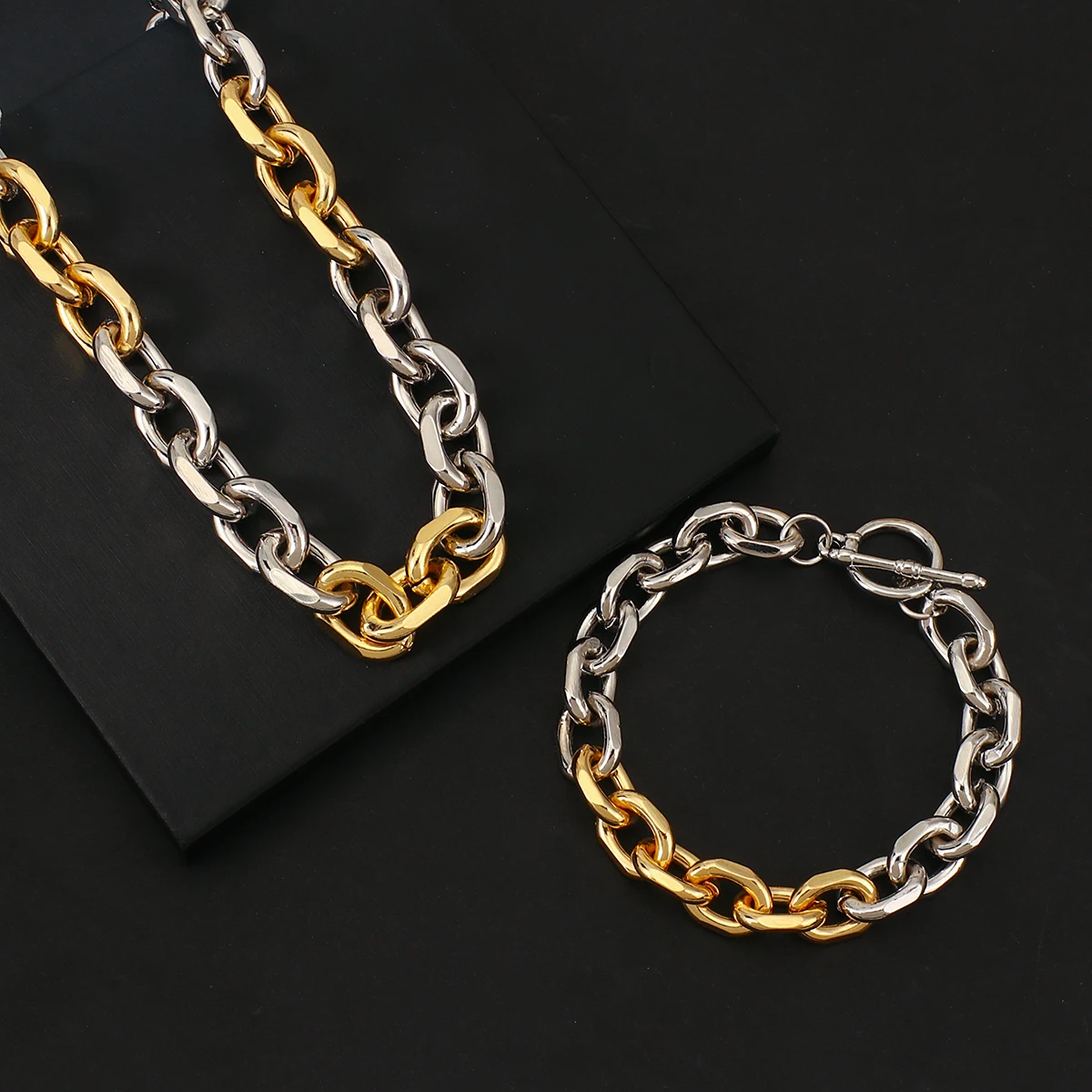 Flashbuy Minimalist Punk Chunky Gold Silver Color Cuba Thick Chain Necklace Women Men Hip Hop Jewelry