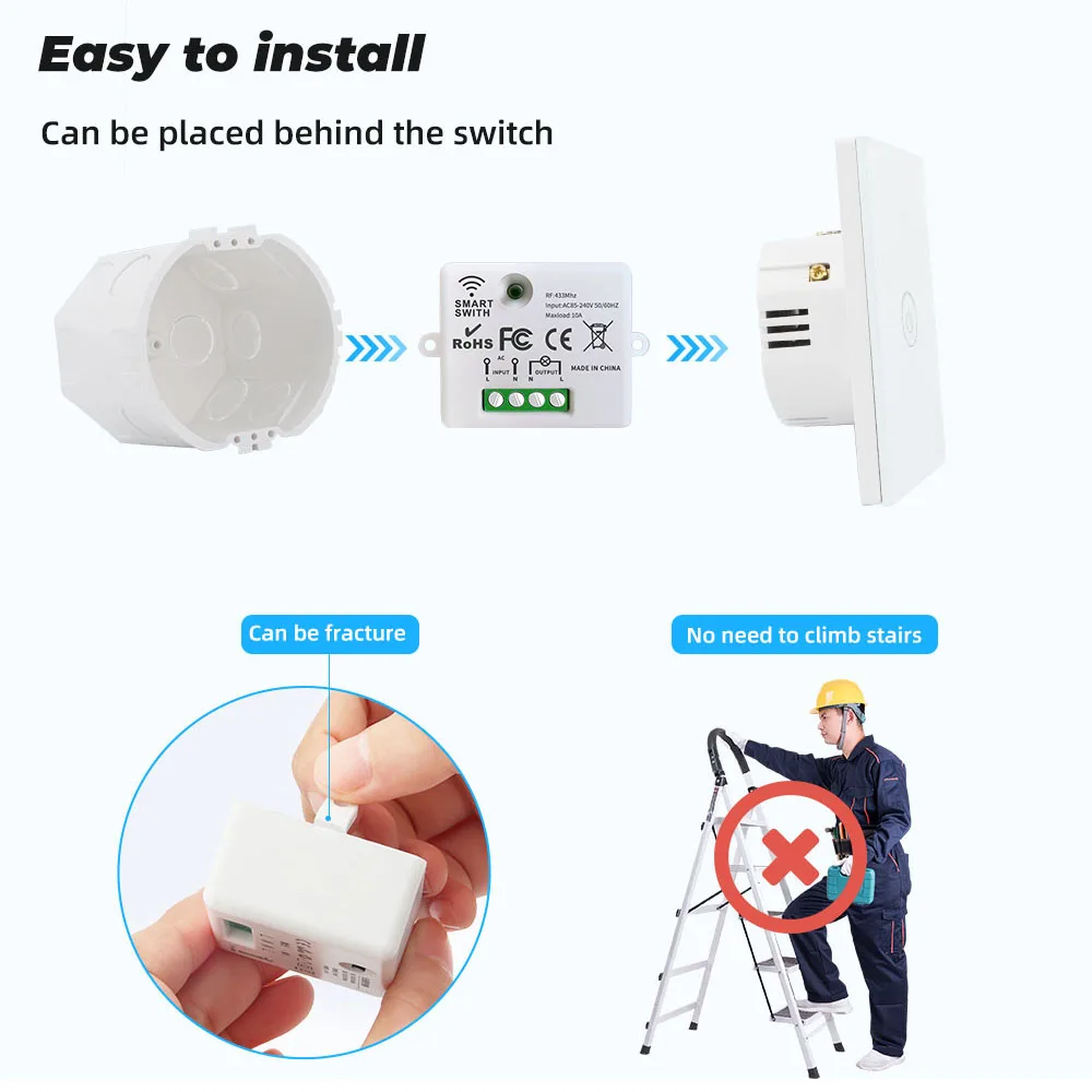 Universal controle remoto 433mhz rf mini relé receptor ac 220v 10a luz controlador de ligar/desligar keyfob para a melhoria da casa lâmpada led